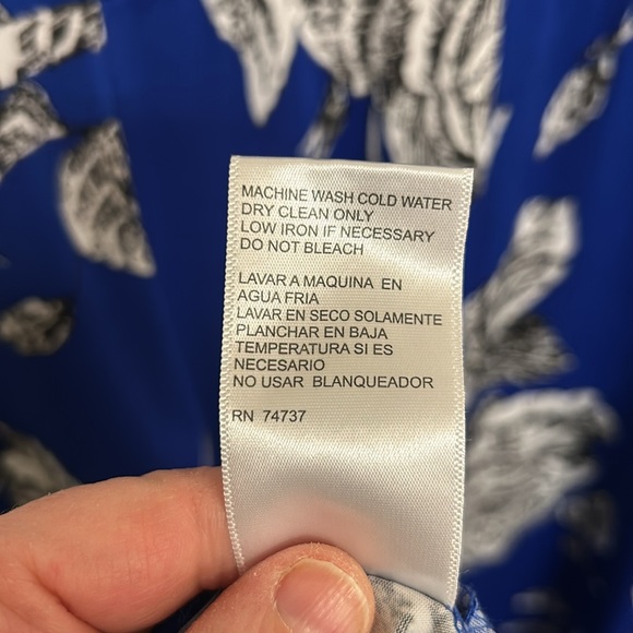 Shelby & Palmer Royal Blue Print Dress Keyhole Back Polyester Spandex Size 12 - Picture 8 of 9